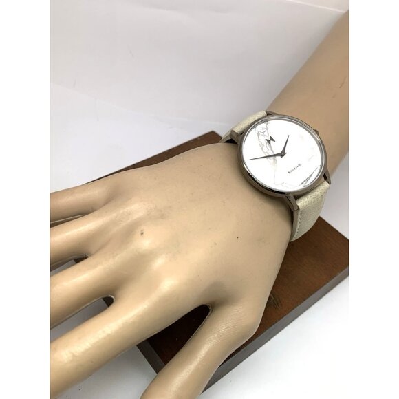 MVMT Women\'s Watch Boulevard Quartz White Gray Marble Dial Leather Band 38mm main image 9